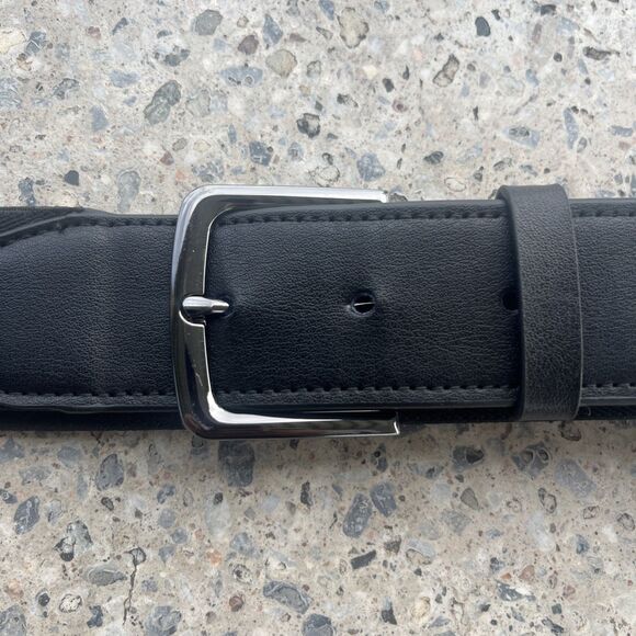 Nike Men's Belt Stretch Black Baseball Swoosh Football Elastic Adjustable Medium - Picture 4 of 8